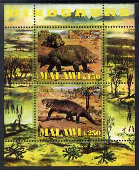 Malawi 2009 Dinosaurs perf sheetlet containing 2 values unmounted mint, stamps on dinosaurs