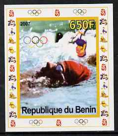 Benin 2007 Swimming #2 - individual imperf deluxe sheet with Olympic Rings & Disney Character unmounted mint. Note this item is privately produced and is offered purely on its thematic appeal, stamps on sport, stamps on olympics, stamps on swimming, stamps on disney