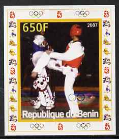 Benin 2007 Kick Boxing - individual imperf deluxe sheet with Olympic Rings & Disney Character unmounted mint. Note this item is privately produced and is offered purely on its thematic appeal, stamps on sport, stamps on olympics, stamps on kick boxing, stamps on disney, stamps on martial arts