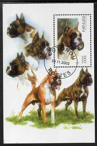 Benin 2002 Dogs (Boxer) perf m/sheet cto used, stamps on dogs