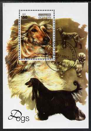 Afghanistan 2003 Dogs (Afghan Hound) perf m/sheet cto used, stamps on , stamps on  stamps on dogs