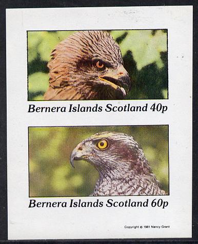Bernera 1981 Birds of Prey  imperf  set of 2 values (40p & 60p) unmounted mint, stamps on birds, stamps on birds of prey