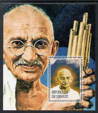 Djibouti 2007 Gandhi perf s/sheet #2 (vert format) unmounted mint. Note this item is privately produced and is offered purely on its thematic appeal, stamps on personalities, stamps on gandhi, stamps on constitutions, stamps on 