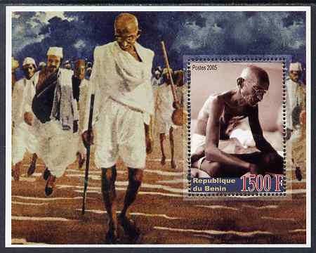 Benin 2005 Mahatma Gandhi perf m/sheet unmounted mint. Note this item is privately produced and is offered purely on its thematic appeal, stamps on personalities, stamps on gandhi, stamps on constitutions, stamps on 