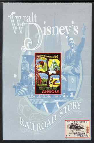 Angola 1999 Walt Disneys Railroad Story #1 imperf s/sheet unmounted mint, stamps on personalities, stamps on films, stamps on cinema, stamps on movies, stamps on disney, stamps on railways