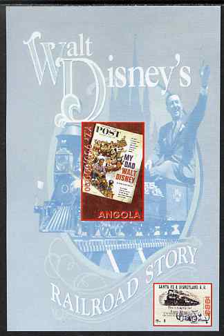 Angola 1999 Walt Disneys Railroad Story #4 imperf s/sheet unmounted mint, stamps on personalities, stamps on films, stamps on cinema, stamps on movies, stamps on disney, stamps on railways
