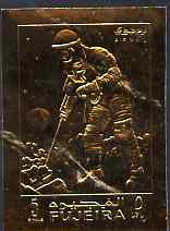 Fujeira 1969 Man on Moon 5r Exploration embossed in gold foil, imperf, stamps on apollo, stamps on space
