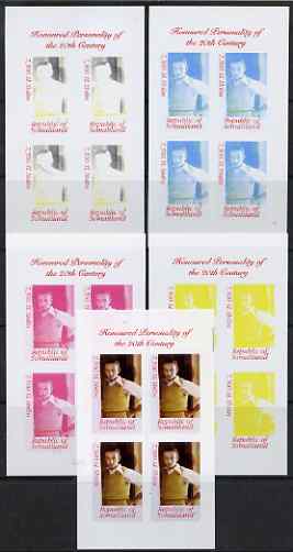 Somaliland 2000 Honoured Personality of the 20th Century - Walt Disney sheetlet containing 4 values - the set of 5 imperf progressive proofs comprising 2, 3 and all 4-colour composites, unmounted mint , stamps on personalities, stamps on millennium, stamps on disney, stamps on films, stamps on cinema, stamps on movies