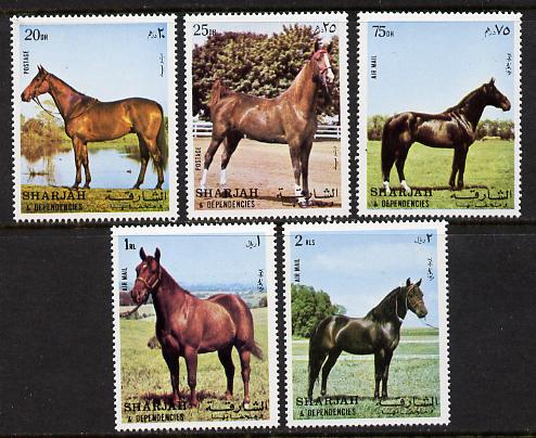 Sharjah 1972 Horses set of 5 unmounted mint (Mi 1006-10A) , stamps on , stamps on  stamps on animals  horse