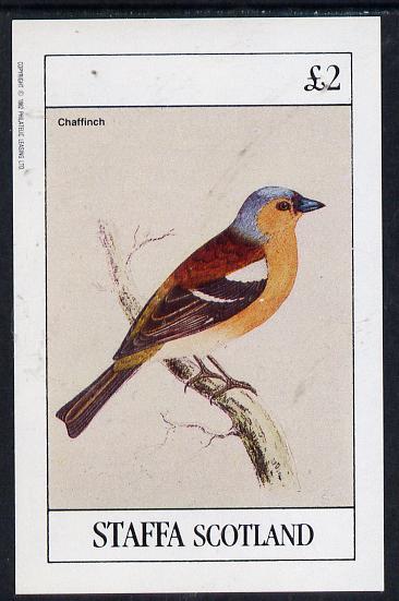 Staffa 1982 Birds #08 (Chaffinch) imperf deluxe sheet (Â£2 value) unmounted mint, stamps on birds