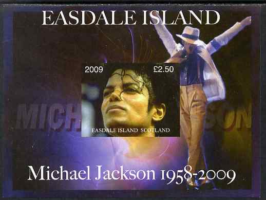 Easdale 2009 Michael Jackson imperf m/sheet unmounted mint , stamps on personalities, stamps on music, stamps on pops, stamps on rock