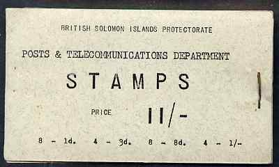 Solomon Islands 1959 11s booklet complete and fine (grey cover - only 1,000 produced) SG SB2, stamps on xxx