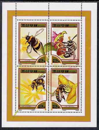 North Korea 2000 Fauna - Bees perf sheetlet containing 4 values unmounted mint SG N4020-23, stamps on insects, stamps on bees, stamps on 