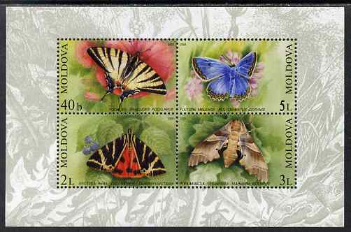 Moldova 2003 Butterflies & Moths perf m/sheet containing 4 values unmounted mint, SG MS 459, stamps on butterflies