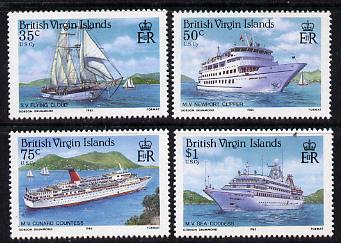 British Virgin Islands 1986 Visiting Cruise Ships set of 4 unmounted mint, SG 592-5, stamps on ships