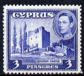 Cyprus 1938-51 KG6 Kolossi Castle 3pi ultramarine unmounted mint, SG 156a, stamps on , stamps on  kg6 , stamps on castles