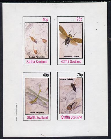 Staffa 1982 Insects imperf  set of 4 values (10p to 75p) unmounted mint, stamps on insects