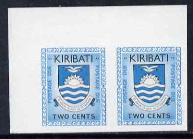 Kiribati 1981 Postage Due 1981 2c black & greenish-blue in superb unmounted mint IMPERF pair, SG D2var  , stamps on , stamps on  stamps on kiribati 1981 postage due 1981 2c black & greenish-blue in superb unmounted mint imperf pair, stamps on  stamps on  sg d2var  