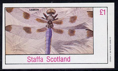 Staffa 1982 Insects (Libellula) imperf souvenir sheet (Â£1 value) unmounted mint, stamps on insects, stamps on dragonflies