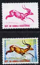 Equatorial Guinea 1974 Animals in Danger - Kob 25c perf proof in magenta only unmounted mint plus issued stamp cto used, stamps on animals, stamps on kobs