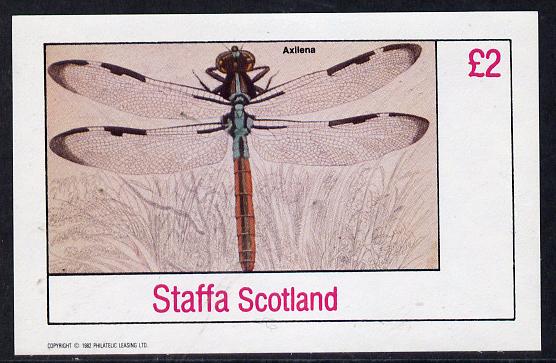 Staffa 1982 Insects (Axliena) imperf deluxe sheet (Â£2 value) unmounted mint, stamps on insects, stamps on dragonflies