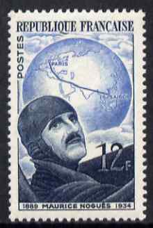 France 1951 Maurice Nogues (aviator) 12f unmounted mint SG 1128, stamps on personalities, stamps on aviation