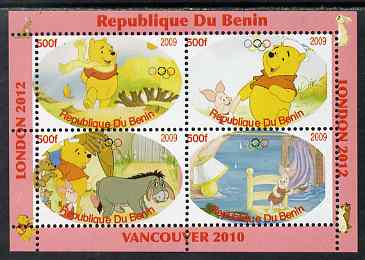 Benin 2009 Pooh Bear & Olympics #01 perf sheetlet containing 4 values unmounted mint. Note this item is privately produced and is offered purely on its thematic appeal, stamps on films, stamps on cinema, stamps on movies, stamps on bears, stamps on fairy tales, stamps on olympics