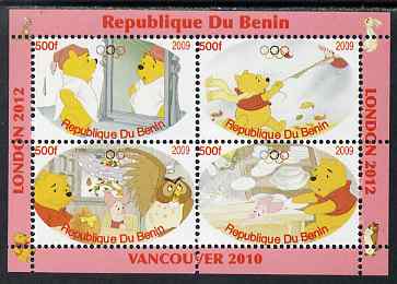 Benin 2009 Pooh Bear & Olympics #02 perf sheetlet containing 4 values unmounted mint. Note this item is privately produced and is offered purely on its thematic appeal, stamps on films, stamps on cinema, stamps on movies, stamps on bears, stamps on fairy tales, stamps on olympics, stamps on owls