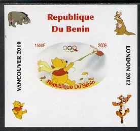Benin 2009 Pooh Bear & Olympics #04 individual imperf deluxe sheet unmounted mint. Note this item is privately produced and is offered purely on its thematic appeal, stamps on films, stamps on cinema, stamps on movies, stamps on bears, stamps on fairy tales, stamps on olympics