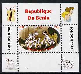 Benin 2009 Disney's 101 Dalmations & Olympics #03 individual perf deluxe sheet unmounted mint. Note this item is privately produced and is offered purely on its thematic appeal, stamps on films, stamps on cinema, stamps on movies, stamps on fairy tales, stamps on olympics, stamps on disney, stamps on dogs
