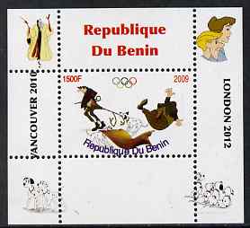 Benin 2009 Disney's 101 Dalmations & Olympics #04 individual perf deluxe sheet unmounted mint. Note this item is privately produced and is offered purely on its thematic appeal, stamps on films, stamps on cinema, stamps on movies, stamps on fairy tales, stamps on olympics, stamps on disney, stamps on dogs