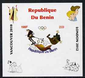 Benin 2009 Disney's 101 Dalmations & Olympics #04 individual imperf deluxe sheet unmounted mint. Note this item is privately produced and is offered purely on its thematic appeal, stamps on films, stamps on cinema, stamps on movies, stamps on fairy tales, stamps on olympics, stamps on disney, stamps on dogs