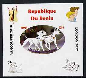 Benin 2009 Disney's 101 Dalmations & Olympics #05 individual imperf deluxe sheet unmounted mint. Note this item is privately produced and is offered purely on its thematic appeal, stamps on , stamps on  stamps on films, stamps on  stamps on cinema, stamps on  stamps on movies, stamps on  stamps on fairy tales, stamps on  stamps on olympics, stamps on  stamps on disney, stamps on  stamps on dogs