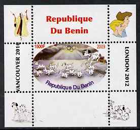 Benin 2009 Disney's 101 Dalmations & Olympics #06 individual perf deluxe sheet unmounted mint. Note this item is privately produced and is offered purely on its thematic appeal, stamps on films, stamps on cinema, stamps on movies, stamps on fairy tales, stamps on olympics, stamps on disney, stamps on dogs