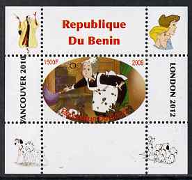 Benin 2009 Disney's 101 Dalmations & Olympics #08 individual perf deluxe sheet unmounted mint. Note this item is privately produced and is offered purely on its thematic appeal, stamps on films, stamps on cinema, stamps on movies, stamps on fairy tales, stamps on olympics, stamps on disney, stamps on dogs