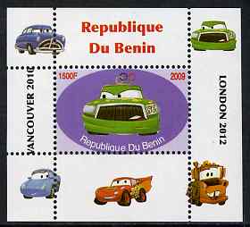 Benin 2009 Disney's Lightning McQueen & Olympics #06 individual perf deluxe sheet unmounted mint. Note this item is privately produced and is offered purely on its thematic appeal, stamps on films, stamps on cinema, stamps on movies, stamps on cars, stamps on olympics, stamps on disney, stamps on cartoons