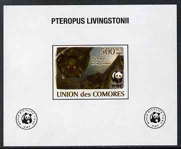 Comoro Islands 2009 WWF - Flying Fox (Fruit Bat) #04 individual imperf deluxe sheet unmounted mint. Note this item is privately produced and is offered purely on its them..., stamps on mammals, stamps on bats, stamps on  wwf , stamps on 