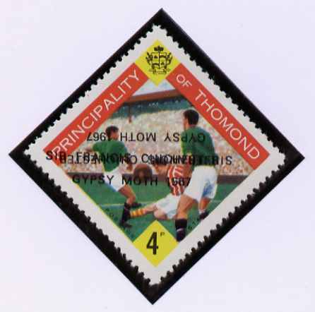 Thomond 1967 Football 4d (Diamond-shaped) with Sir Francis Chichester, Gypsy Moth 1967 overprint doubled, one inverted, unmounted mint but slight set-off on gummed side, stamps on football, stamps on sport, stamps on sailing, stamps on explorers