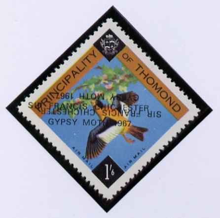 Thomond 1967 Bird 1s6d (Diamond-shaped) with 'Sir Francis Chichester, Gypsy Moth 1967' overprint doubled, one inverted, unmounted mint but slight set-off on gummed side, stamps on , stamps on  stamps on birds, stamps on  stamps on sailing, stamps on  stamps on explorers
