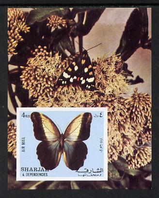 Sharjah 1972 Butterflies imperf m/sheet unmounted mint (Mi BL 118), stamps on butterflies