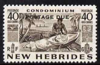 New Hebrides - English 1953 Postage Due 40c blackish-brown unmounted mint SG D14, stamps on carving