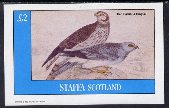 Staffa 1982 Birds of Prey #09 (Hen Harrier & Ringtail) imperf deluxe sheet (Â£2 value) unmounted mint, stamps on birds, stamps on birds of prey