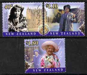 New Zealand 2000 Queen Mothers 100th Birthday perf set of 3 unmounted mint SG 2343-45, stamps on royalty, stamps on queen mother, stamps on 