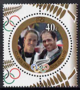 New Zealand 1996 Olympic Gold Medal Winners 40c circular shaped unmounted mint SG 2018, stamps on olympics, stamps on swimming, stamps on horses, stamps on 