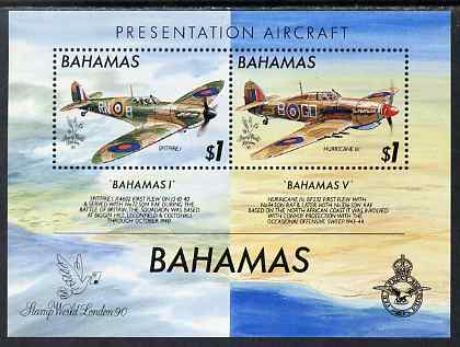 Bahamas 1990 Stamp World 90 - Presentation Spitfires perf m/sheet unmounted mint, SG MS 876, stamps on aviation, stamps on  ww2 , stamps on spitfire, stamps on stamp exhibitions