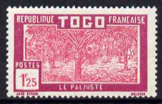 Togo 1924-38 Palm Trees 1f25 rose & magenta unmounted mint, SG 88, stamps on trees, stamps on palms