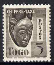 Togo 1940 Postage Due 5c Native Mask unmounted mint unissued without RF similar to SG D151, stamps on masks