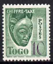 Togo 1940 Postage Due 10c Native Mask unmounted mint unissued without RF similar to SG D152, stamps on masks