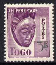 Togo 1940 Postage Due 3f Native Mask unmounted mint, unissued without RF similar to SG D160, stamps on masks