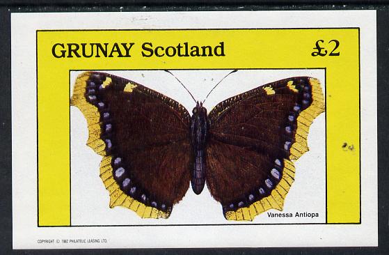 Grunay 1982 Butterflies (Vanessa Antiopa) imperf deluxe sheet (Â£2 value) unmounted mint, stamps on butterflies